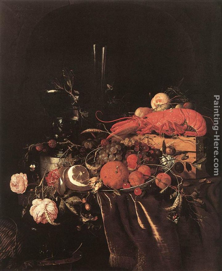 Jan Davidsz de Heem Still-Life with Fruit, Flowers, Glasses and Lobster